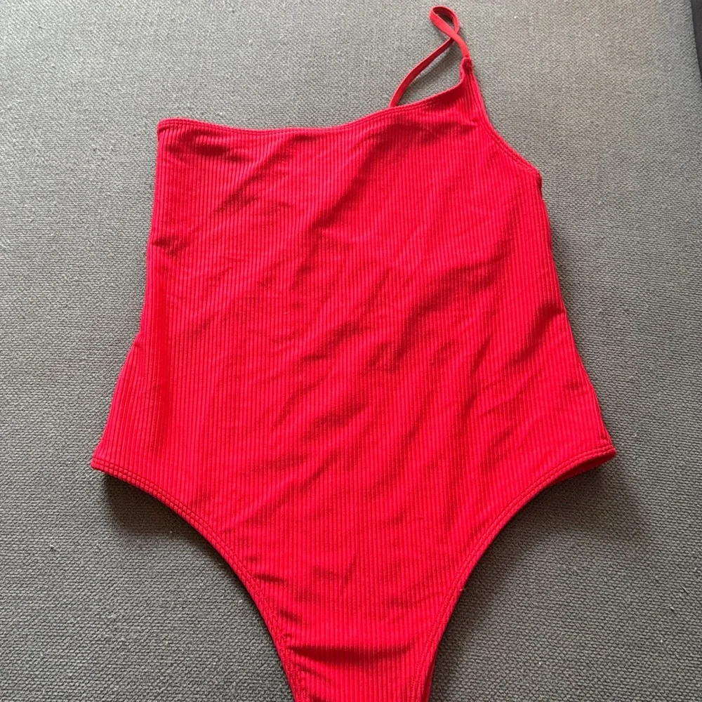 Frankie's Bikinis Red Ribbed One-Piece Swimsuit